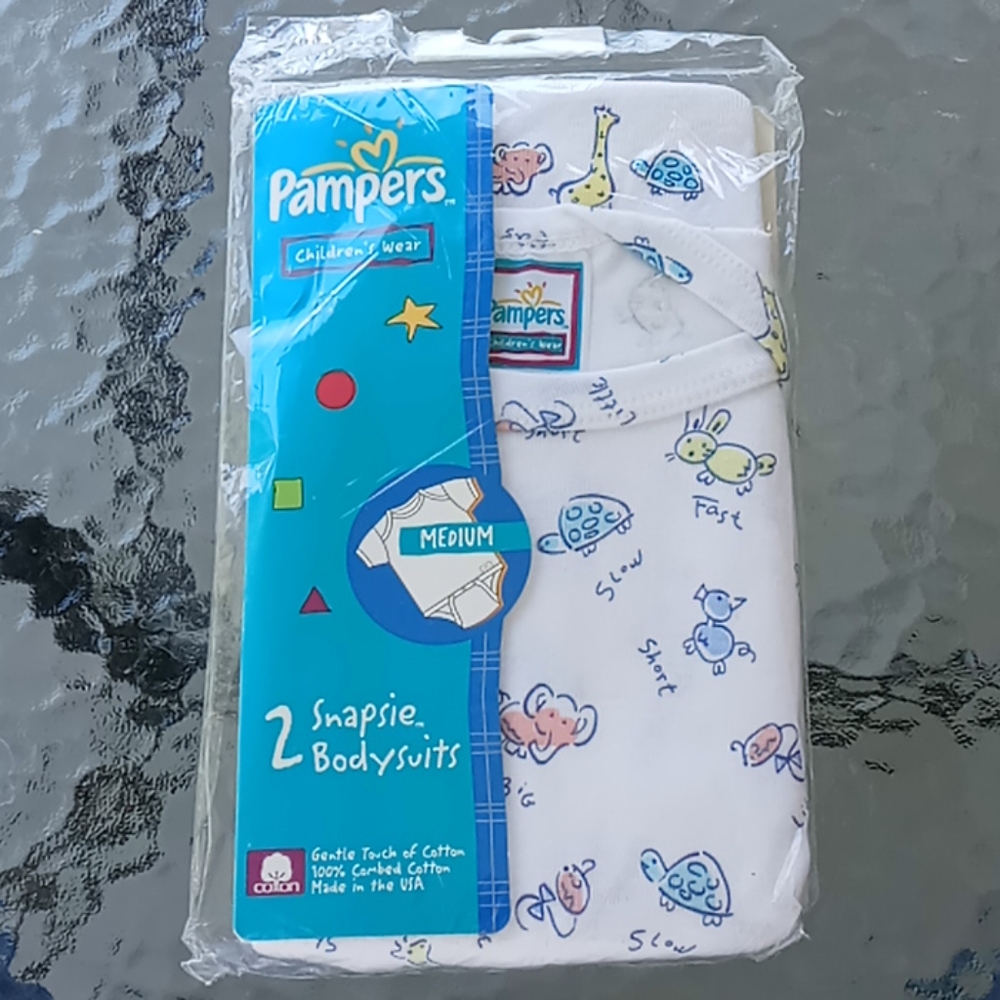 Pampers 2 Baby Snapsie Bodysuits 12Months